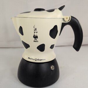 Bialetti Mukka Express Cappuccino Maker Cow Animal Print Black White F41 READ